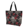 thumbnail image 2 of Fuzoiu Skull and Red Roses Print Tote Bags for Women,Shoulder Bag, Gym Tote,Top Handle Ladies Shoulder Bags for Work Beach Travel and Shopping Grocery, 2 of 9