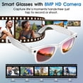 thumbnail image 3 of AI Smart Glasses with 8MP HD Camera, Bluetooth Translation, Waterproof for Travel, Sports - White, 3 of 8
