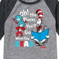 thumbnail image 3 of Dr. Seuss - Oh Places Youll Go When You Read - Youth Raglan Graphic T-Shirt, 3 of 5