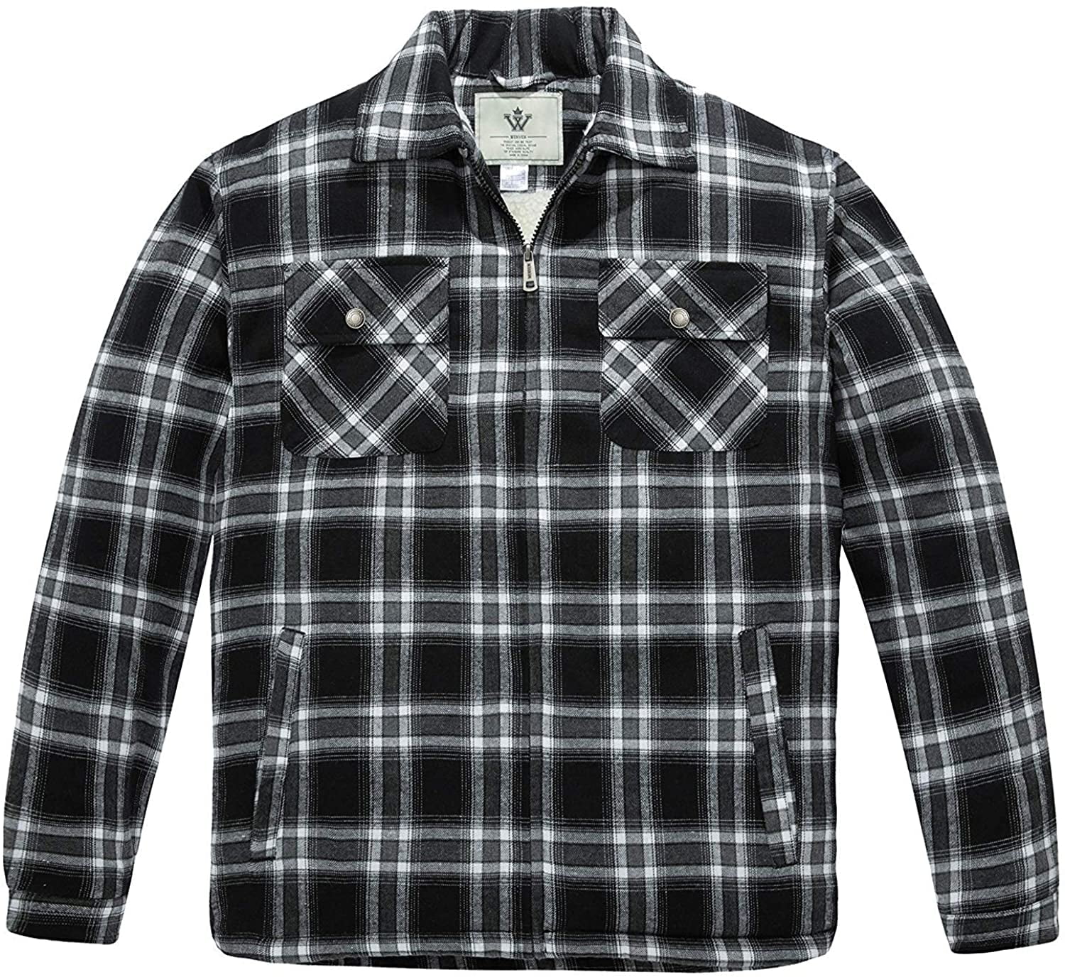 Flannel Jacket Zip Up Fleece Sherpa 
