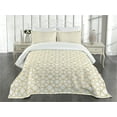 thumbnail image 3 of Ambesonne Moroccan Quilted Bedspread Set 3 Pcs, Traditional Girih Star, Queen Size, Amber and White, 3 of 5