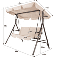 thumbnail image 6 of GVDV 3-Seat Steel Porch Swing with Adjustable Canopy and Cushions, Beige, 6 of 8