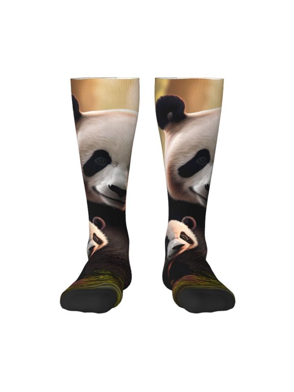 Vsdgher Forest Panda Print Thigh High Socks Extra Long Stretchy Sock Women Over Knee High Opaque Stocking Daily Wear