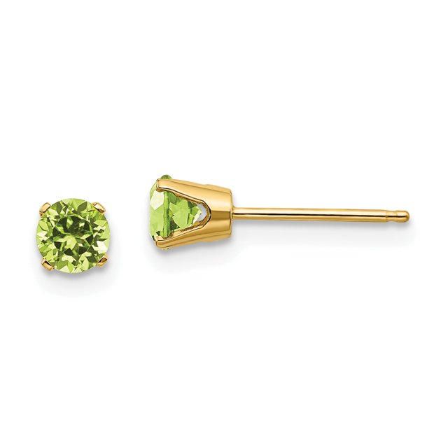 Boucles d'Oreilles en Or Jaune 14K 4mm Août/péridot
