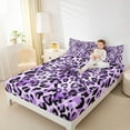 thumbnail image 4 of jejeloiu Cheetah Bowtie Twin Sheet Sets,Purple Leopard Print Bedding For Adults 3 Pieces, 4 of 7