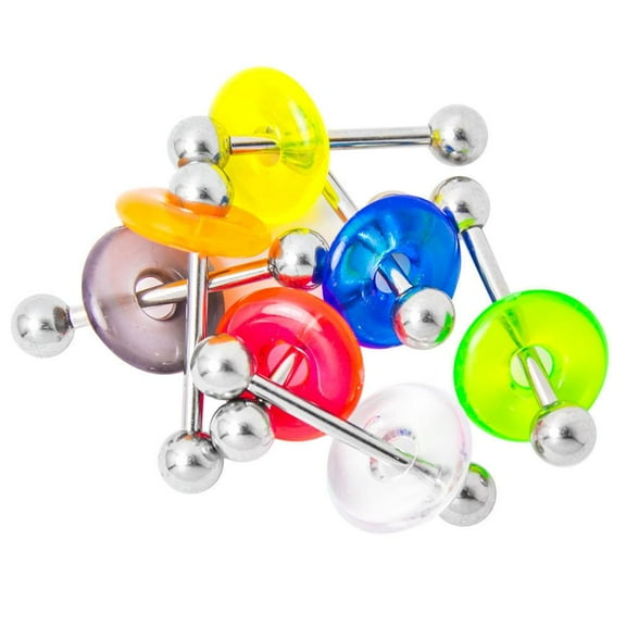 Life Saver Donuts Tongue Rings Barbells 14g 5/8"16mm Pack Of 7 Mix Colors