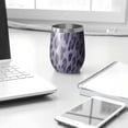 thumbnail image 3 of 12oz Stemless Wine Tumblers Leopard Pattern Purple Vacuum Insulated Stainless Steel Travel Tumbler Cups Mug with Lid and Straw for Champaign,Cocktail,Beer with Cleaning Brush, 3 of 5