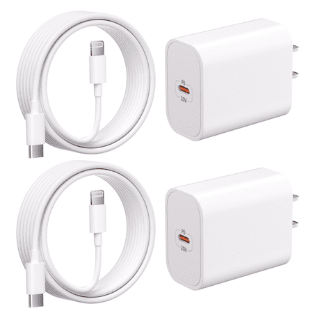 Bkayp iPhone 14 13 12 Fast Charger [Apple Mfi Certified] 2 Pack 20W PD USB C Charger Block with 6ft Fast Charging Cables Compatible with iPhone iPad iPod White