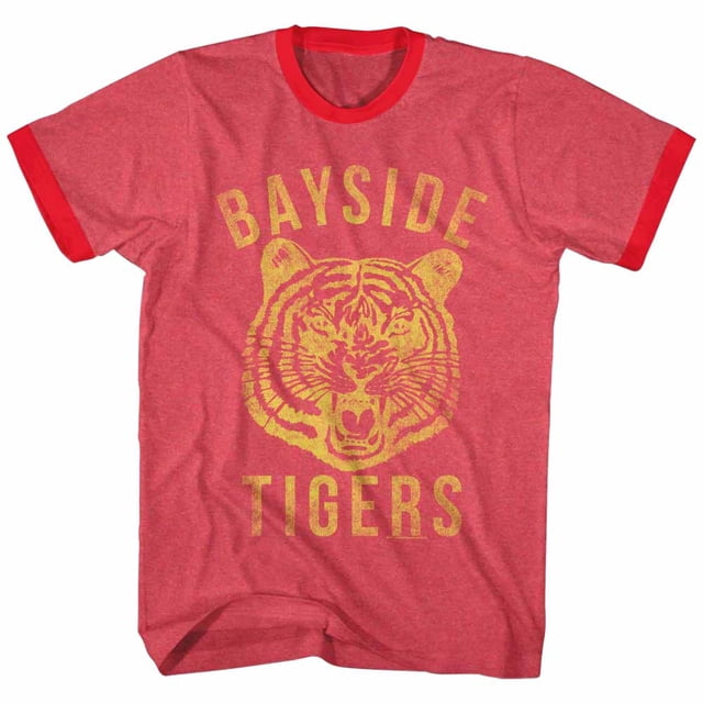 Saved By The Bell Comédie des Années 80 Sitcom Bayside Tigers T-Shirt à Col Contrastant pour Adulte
