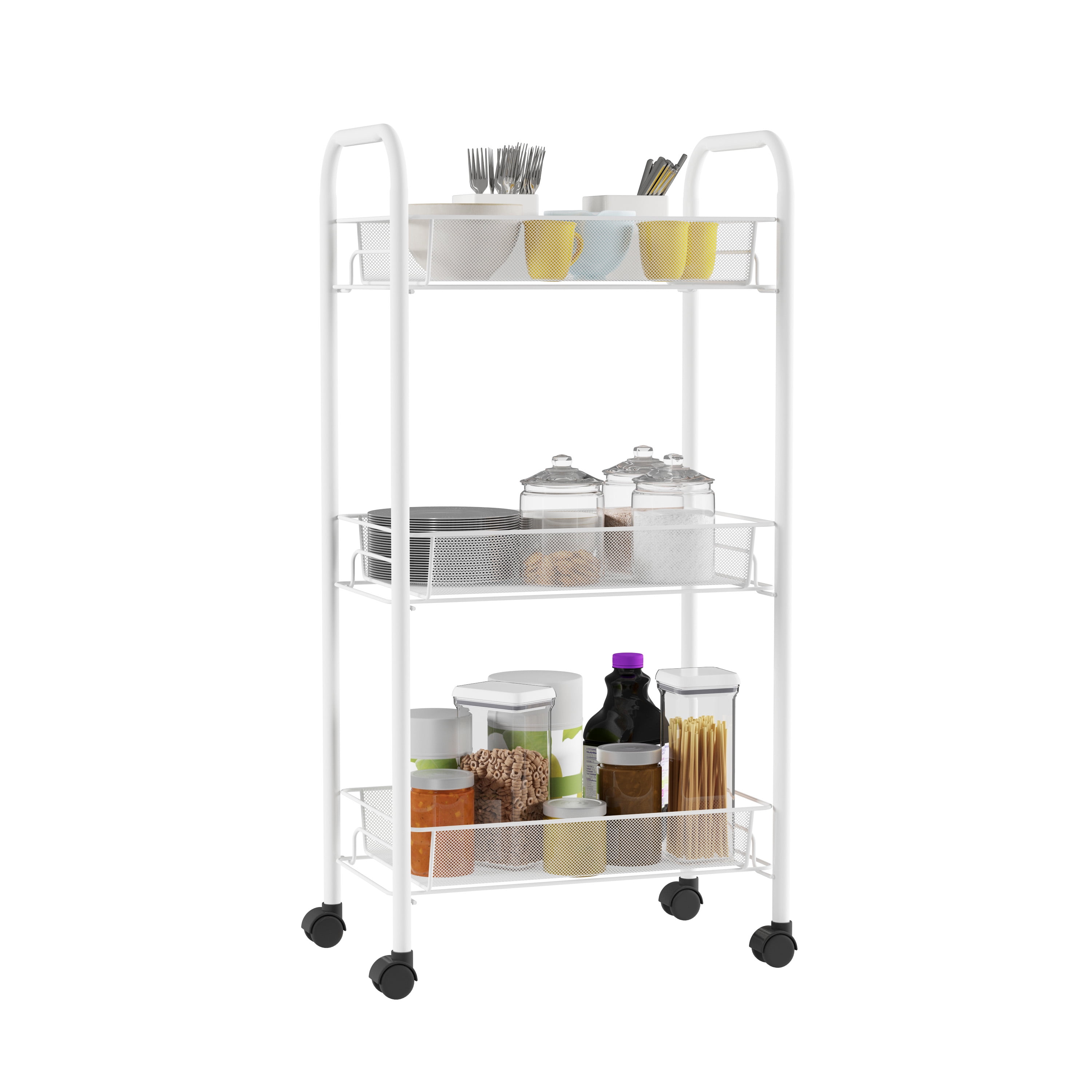 3-Tiered Narrow Rolling Storage Shelves - Mobile Space Saving Utility Organizer Cart for Kitchen, Bathroom, Laundry, Garage or Office by Lavish Home