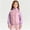 Pink, variant on Kids Puffer Jacket, Fleece‑Sleeve Zip‑Up Padded Stand‑Collar Mixed Media Outerwear for Girls Boys, Size 4-15 Years