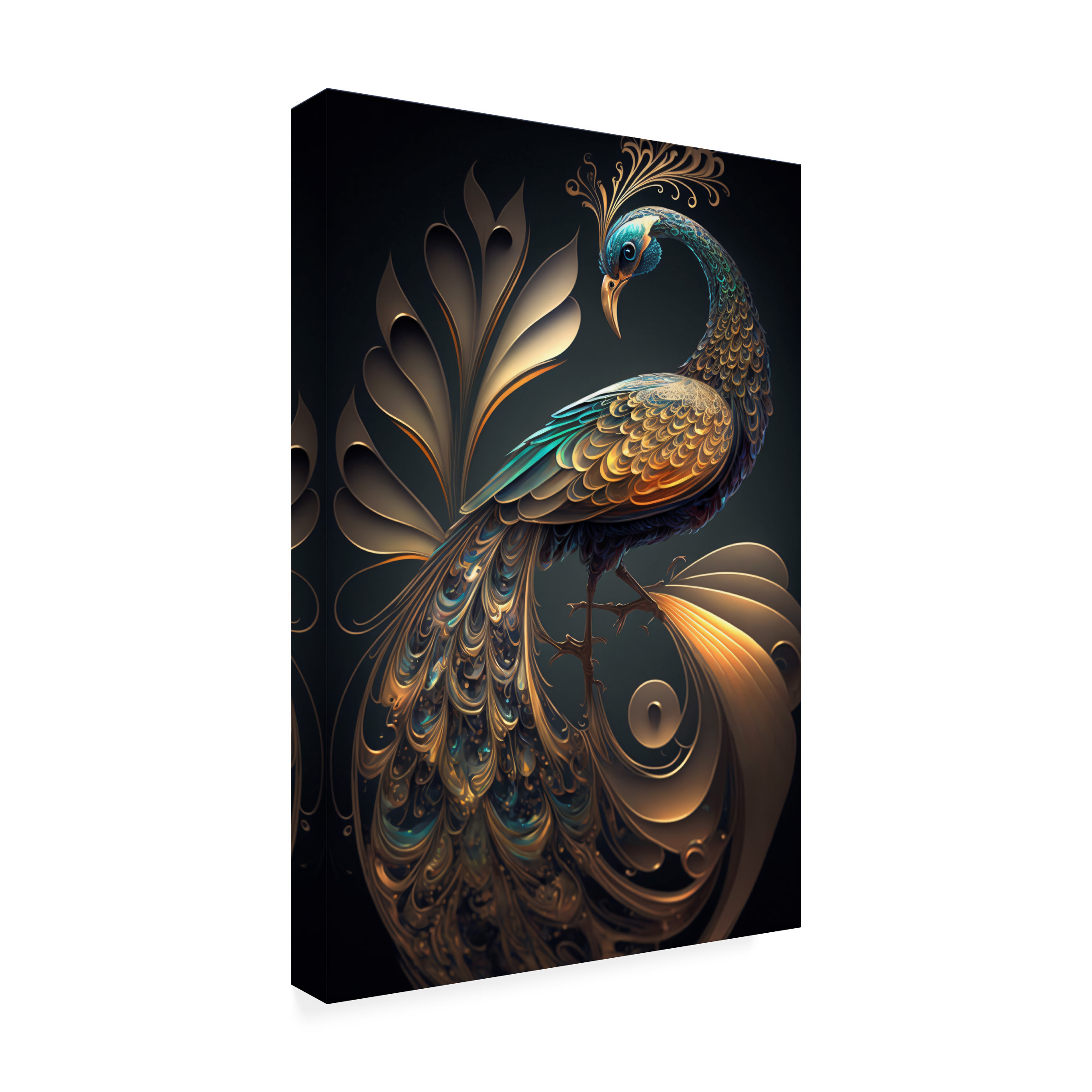 Canvas Wall Art - Ray Heere 'Proud Peacocks 33' Wall Art for Living Room, Bedroom, or Office Décor by Trademark Fine Art - 30 x 47 Inches