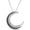 Silver, variant on Crescent Moon Pendant Necklace Gift For Women Round Cut White & Black Diamond Real 925 Sterling Silver With 14K White Gold Plated Gold Plated