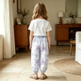 thumbnail image 6 of Mifsaly Toddler Girls Girls Harem Pants Kids Floral Print Elastic Waist Lightweight Lounge Boho Long Pants, 6 of 6