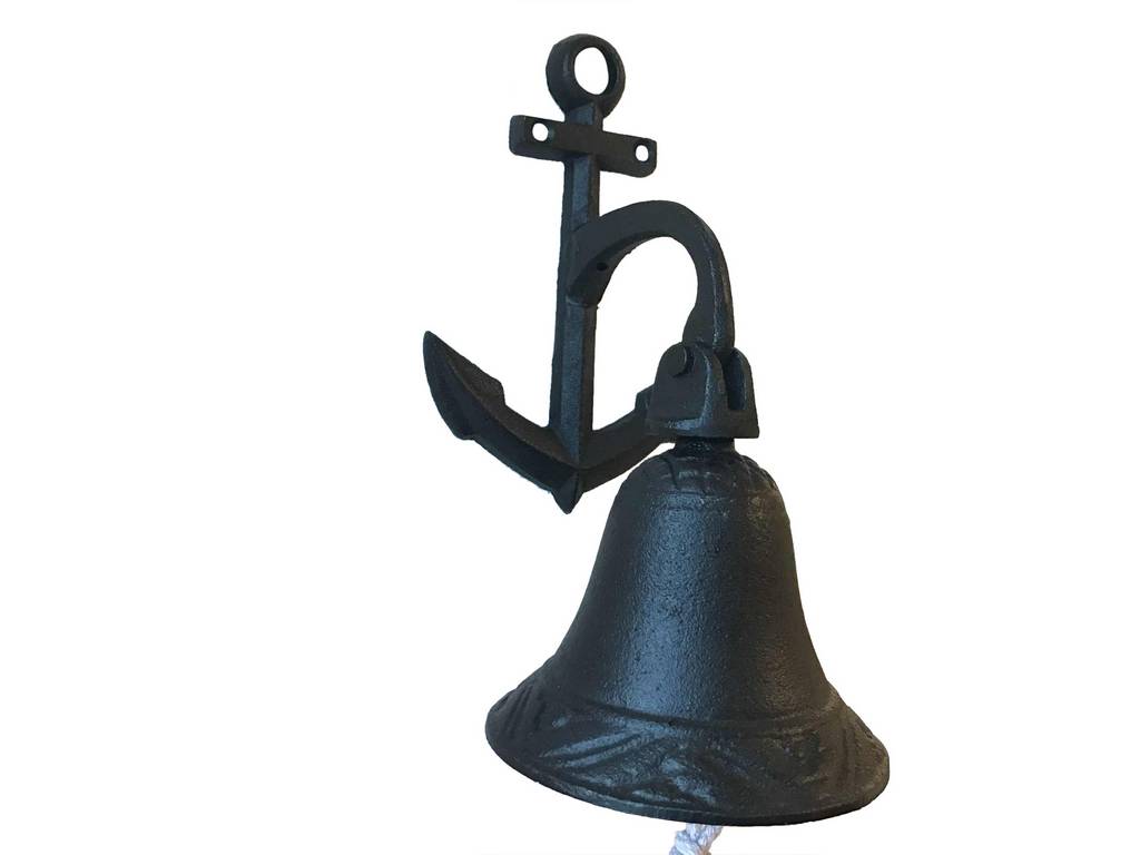 rustic black cast iron wall hanging anchor bell 8 inch - Walmart.com