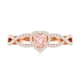 thumbnail image 5 of Rosec Jewels IGI Certified Lab Grown 1 Carat Pink Diamond Heart Engagement Ring with Halo - Pink White Diamond Crossover Ring - with Jewelry Box, 18K Rose Gold, US 6.00, 5 of 9