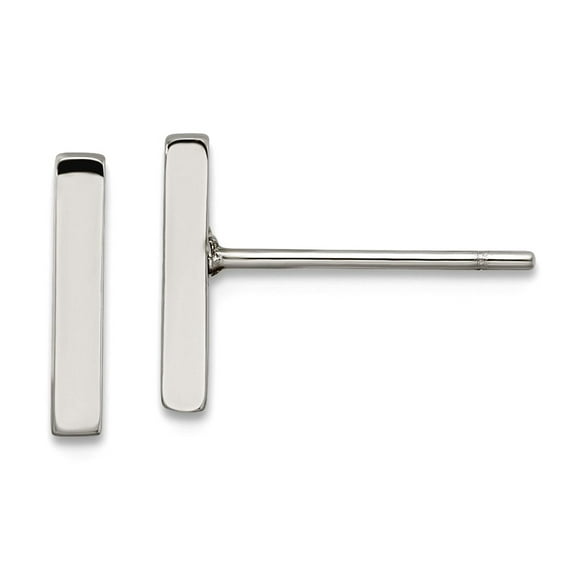 Stainless Steel Polished Bar Post Earrings 10x2mm Wide Stud Earring for Women
