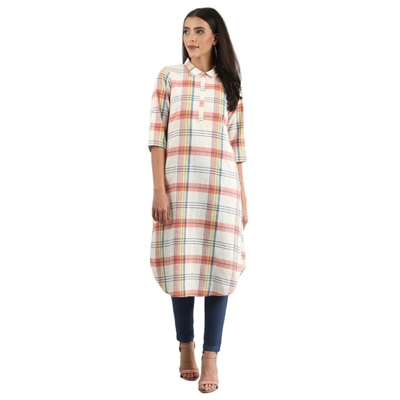 Shirt Collar Kurta - Egret-X Large