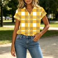 thumbnail image 7 of Ihhxva Tops for Women Plaid Button-Up Blouse Fit Button Detail Moisture-Wicking V-Neck Short Sleeve Shirt S-2XL, 7 of 7