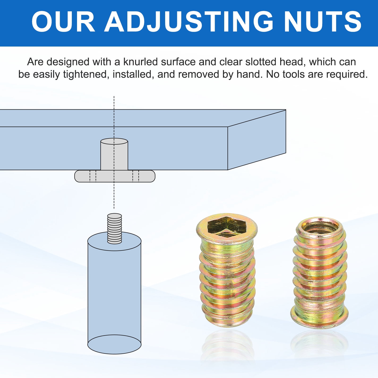 28Pcs Threaded Inserts Nuts, M10x30mm Hex Socket Drive Nut Inserts for Wood