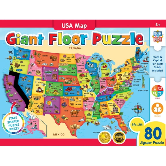 MasterPieces Explorer - USA Map 80 Piece Floor Jigsaw Puzzle