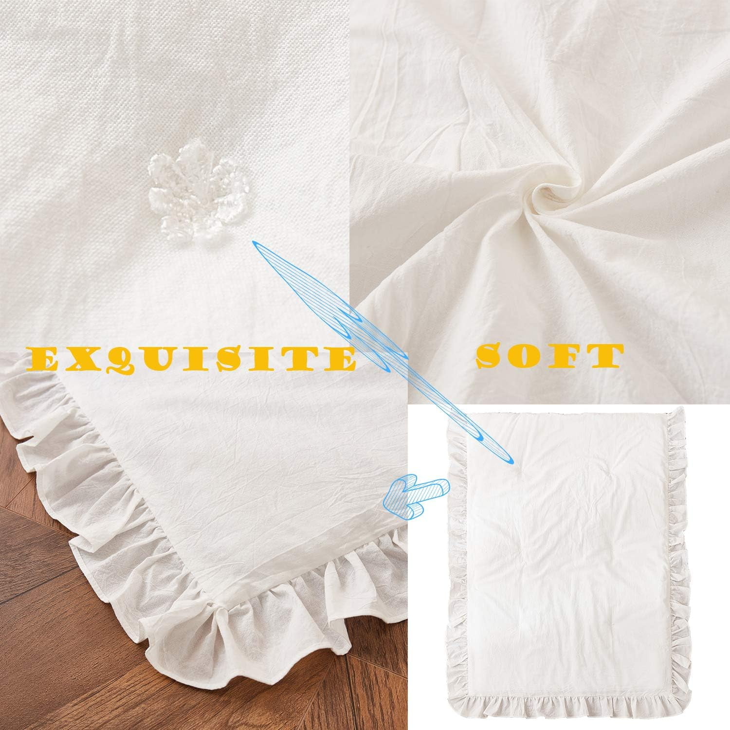 Tealp Farmhouse Crib Bedding Sets for Girls and Boys, 3 Piece Nursery Set White Baby Comforter, Fitted Crib Sheet, Crib Skirt Included