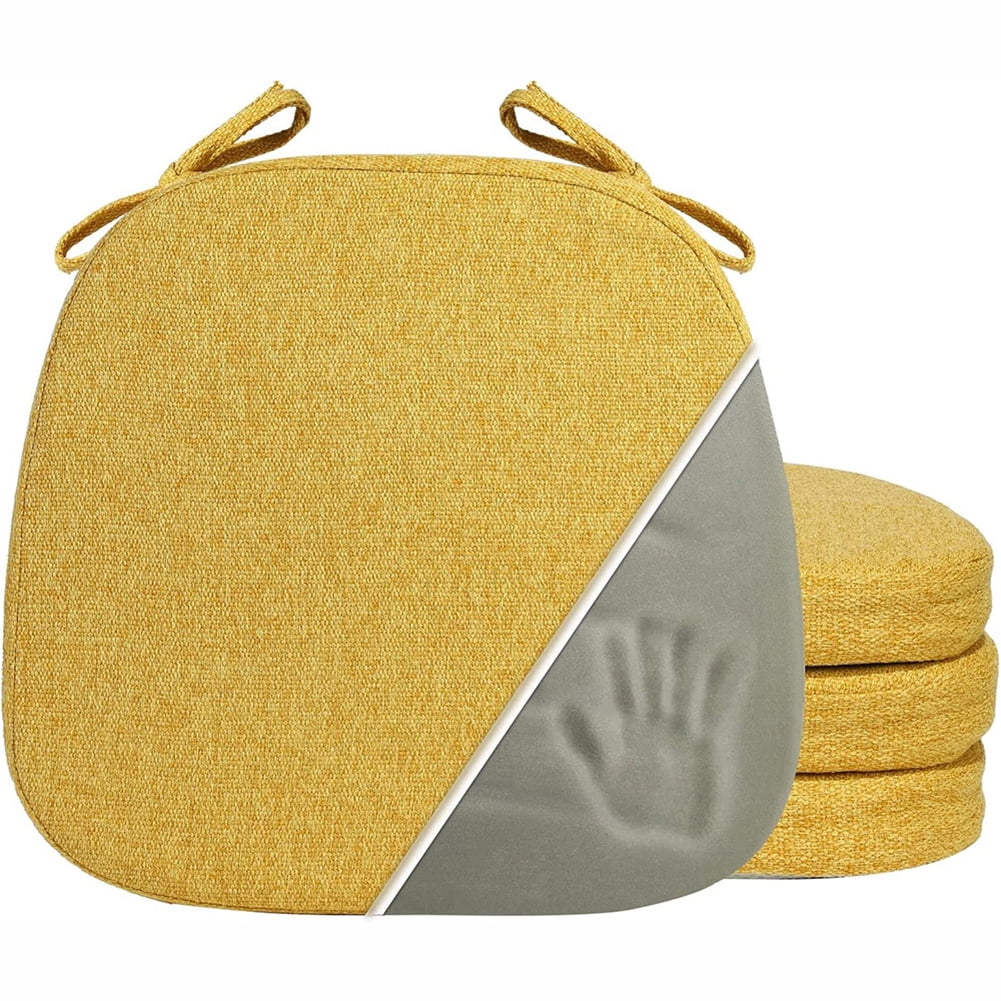 4Pack 100 Pure Memory Foam Dining Chair Cushions, Linen 16inch U