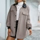 thumbnail image 5 of Chaqueta Sherpa para mujer, manga larga de linterna, abrigo informal de invierno cálido, chaqueta de Abanopi Café/Extragrande, 5 of 7