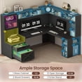 thumbnail image 4 of 68.9" Farmhouse L Shaped Computer Desk with Hutch, 2 Drawers and Storage Shelves, Corner Office Desk with LED Light and Display Cabinet, 4 of 7