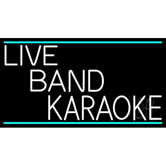 Live Band Karaoke LED Neon Sign 13" Tall x 24" Wide - inches Black Square Cut Acrylic Backing, with Dimmer - Premium built indoor Sign for Studio, Club, Home décor, Event, Workshop, Storefront.