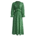 thumbnail image 7 of Odeerbi Dresses for Women 2025 Casual Maxi Dresses Erogenous Fashion V-Neck Floral Long Sleeve Flared Sleeve Long Dress Green, 7 of 7