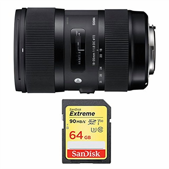 Sigma AF 18-35mm f/1.8 DC HSM Objectif pour Canon Inclut Bonus Sandisk 64 Go Extreme