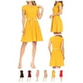 thumbnail image 6 of Women's Casual Solid Flared A Line Swing Dresses Short Sleeve with Satin Belt Trim, 6 of 6