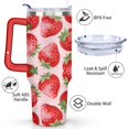 thumbnail image 3 of 40oz Cute Red Strawberry Stainless Steel Flip Straw Tumbler Spill Proof Travel Cup Double Wall Vacuum Insulated Coffee Mug with Top Handle, 3 of 6