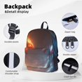Uemuo Red And Blue Fire Dragon D Pattern Backpack for Work and Travel