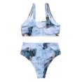 thumbnail image 4 of DOPI Women Striped Push Up High Cut Hight Waist Halter Bikini Set Two Piece Swimsuit, 4 of 6