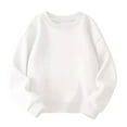 thumbnail image 3 of Ulanda Girls Oversized Crewneck Sweatshirts Kids Fashion Fleece Drop Shoulder Pullover 5-14 Years (White, 13-14 Years), 3 of 9
