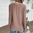 thumbnail image 5 of Huanyaaa Women's Casual Solid V Neck Long Sleeved Top Shirt for Women Womens Lightweight Long Sleeve Shirt Ladies Athletic Wear Womens Tees Short Sleeve Long Sleeves Shirt Long Exercise Shirts Women, 5 of 5