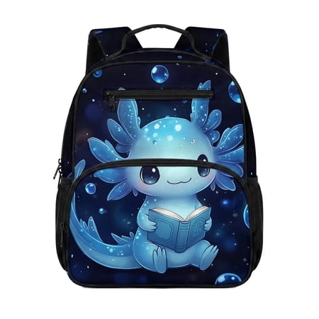 Uorisanigo Blue Axolotl Print Kids Children School Backpack for Ages 5-7, Durable Lightweight Bookbag with Side Water Bottle Pocket, Perfect for Daily School