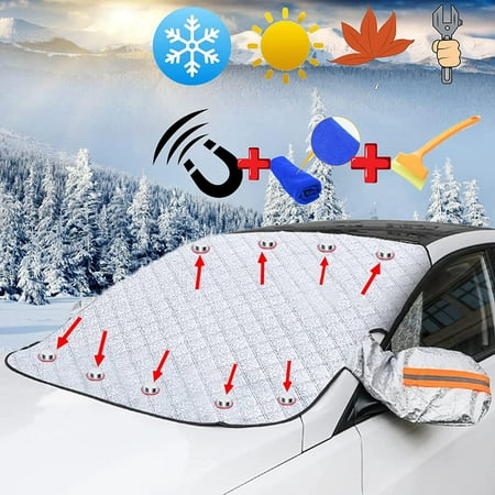 Front panel cover Auto disc cover Wind shell cover cover with 9 magnetic  fixation auto frost protection cover foldable car cover against  sun/dust/ice/snow/frost (183 * 116cm) 