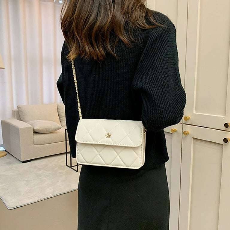 Women’s Fashion Crossbody Bags Lightweight Chain Strap Quilted Designer  Handbags Shoulder Bag,White，G32859