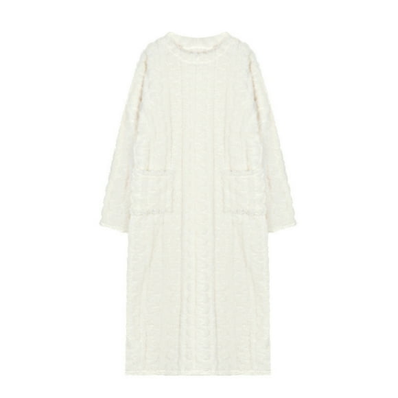 Minnieouse Vístete y mantente abrigado Colección de ropa de dormir cálida de invierno Pijamas para mujeres Camisones Mujer Tallas grandes Pijama blanco XL(130CM)