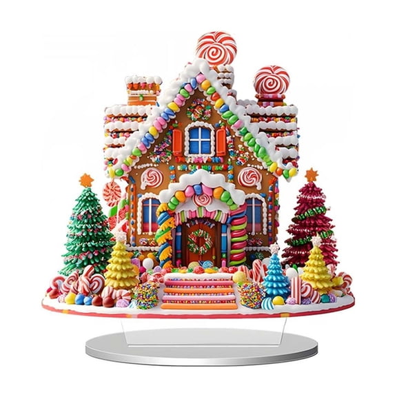 Lighted Gingerbread Cottage Table Decor, Festive Holiday Village Figurine for Mantel, Shelf and Desk Display