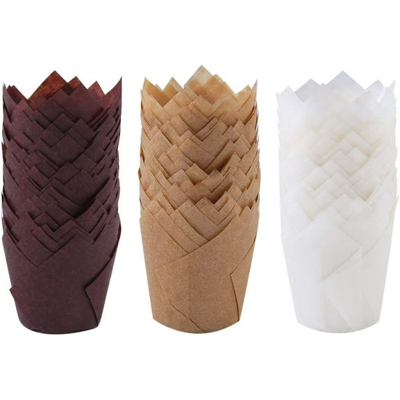 Tulip Shaped Cupcake Liners, Mini Baking Cups for Artisanal Treats, Perfect for Kids' Birthday Parties, Weddings, Christmas Celebrations, and More (Pack of 150)