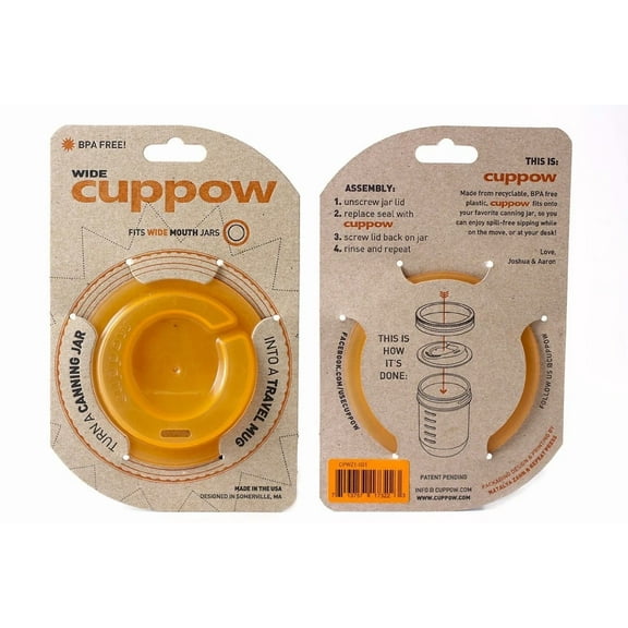 Cuppow Orange Wide Mason Canning Jar Drinking Lid