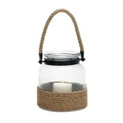 Glass and Rope Metal Lantern by Woodland Imports