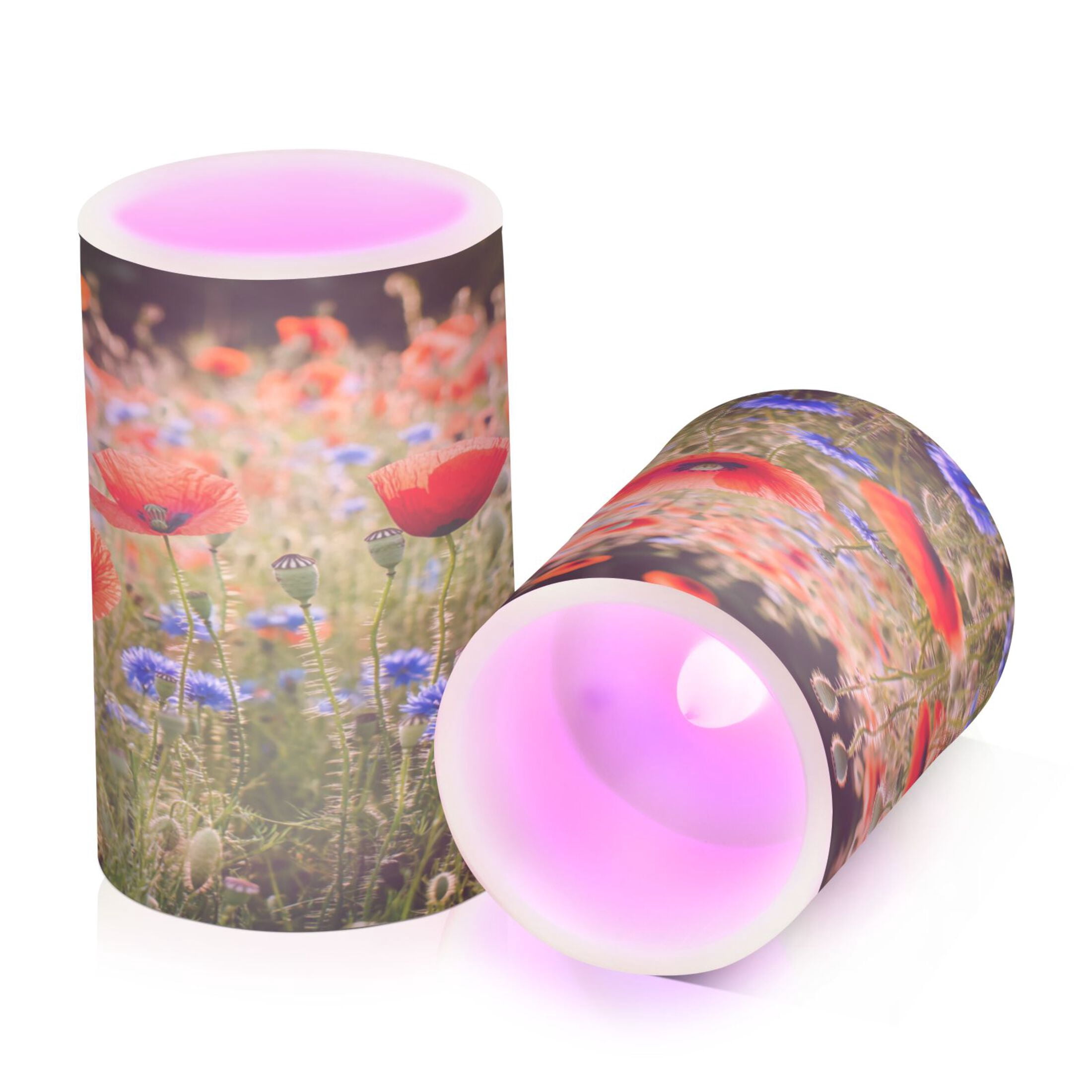2 PCS Flameless Candles with Remote Timer LED Battery Operated Flickering Candle Light for Wedding Table Home Decoration Gifts Field Of Wildflowers