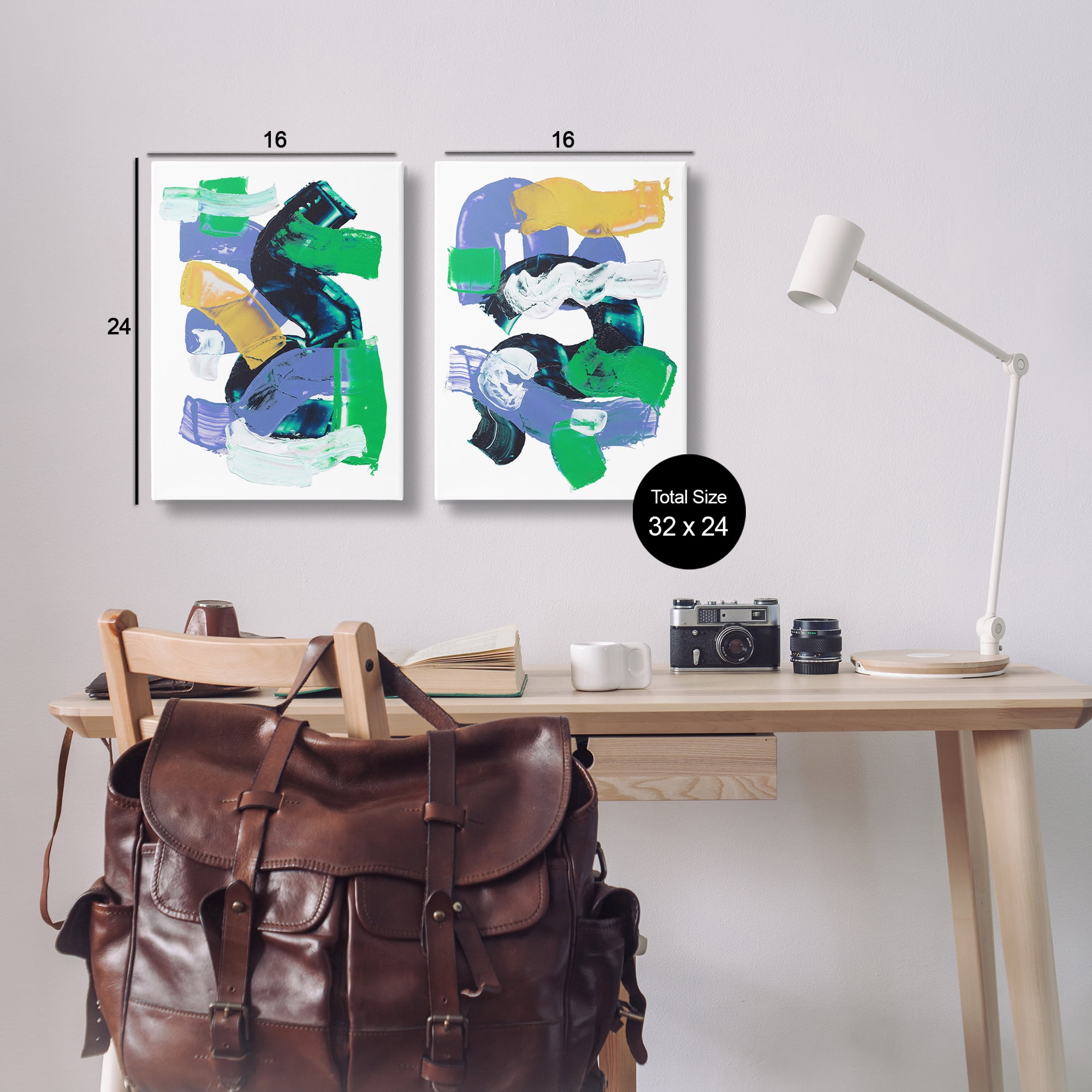 Stupell Industries Vibrant Abstract Tubes Abstract Painting Wrapped Canvas Art Print Wall Art, 16 x 24, Set of 2