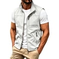 thumbnail image 3 of Awwp Men's Vests Casual Multi-Pocket Outdoor Vest Men's Casual Outdoor Lightweight Vest Quick Dry Fishing Hunting Photo Sleeveless Vest with Pockets Beige Size: L, 3 of 6