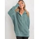 thumbnail image 4 of Sudadera con Capucha de Larga Extragrande para Mujer, Cuello en V, Botones y Abertura Lateral, Estilo Informal. Verde Pavo Real L, 4 of 9